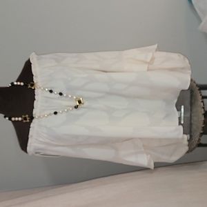 Michael Kors Leaf Jacquard Off Shoulder / Peasant Style Blouse Top